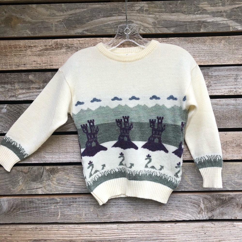 Scotland Castle Wool Sweater Cropped Lochness